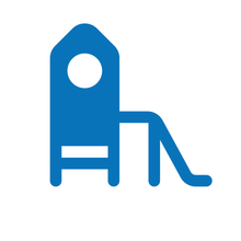 Blue icon of a washing machine.