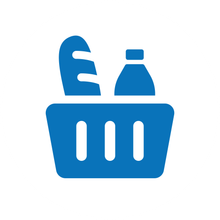 Blue icon of a washing machine.