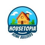 Logo for Housetopia Home Builders: cartoon house with blue sky background, text "Housetopia Home Builders".