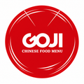 Logo circolare rosso GOJI con la scritta «CHINESE FOOD MENU» in bianco