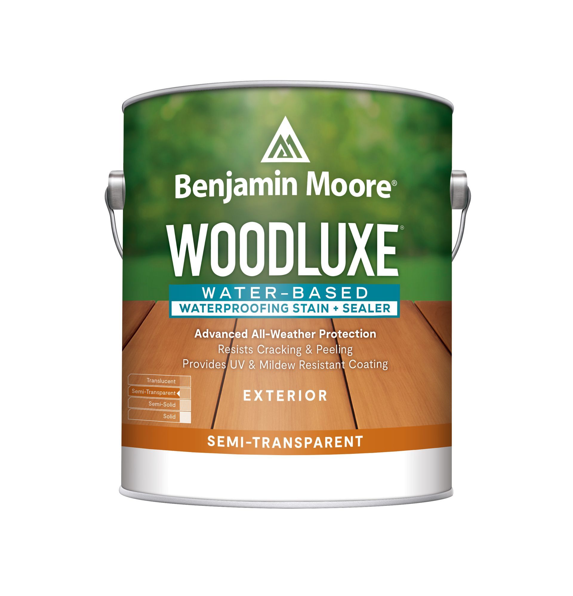 Benjamin moore woodluxe water based waterproofing stain sealer exterior semi-transparent