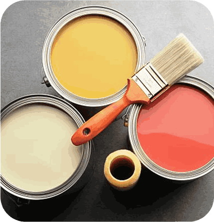 White, yellow and Pink paint with a brush