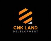 CNK Land Development logo with orange geometric stripes on a black background