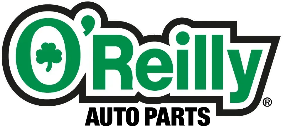 O'Reilly Auto Parts logo in green, black, and white with a shamrock icon