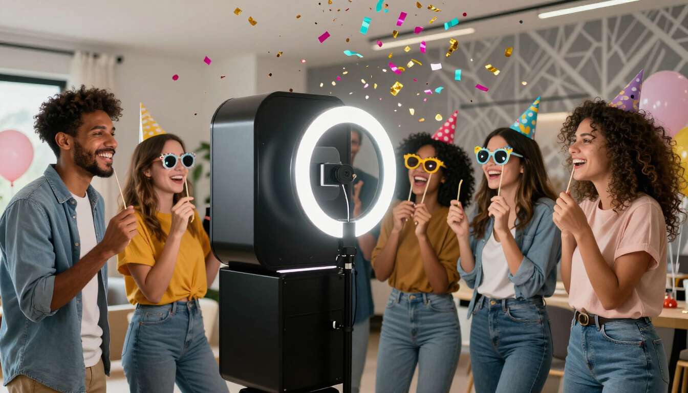 Ambiance de fête avec borne selfie