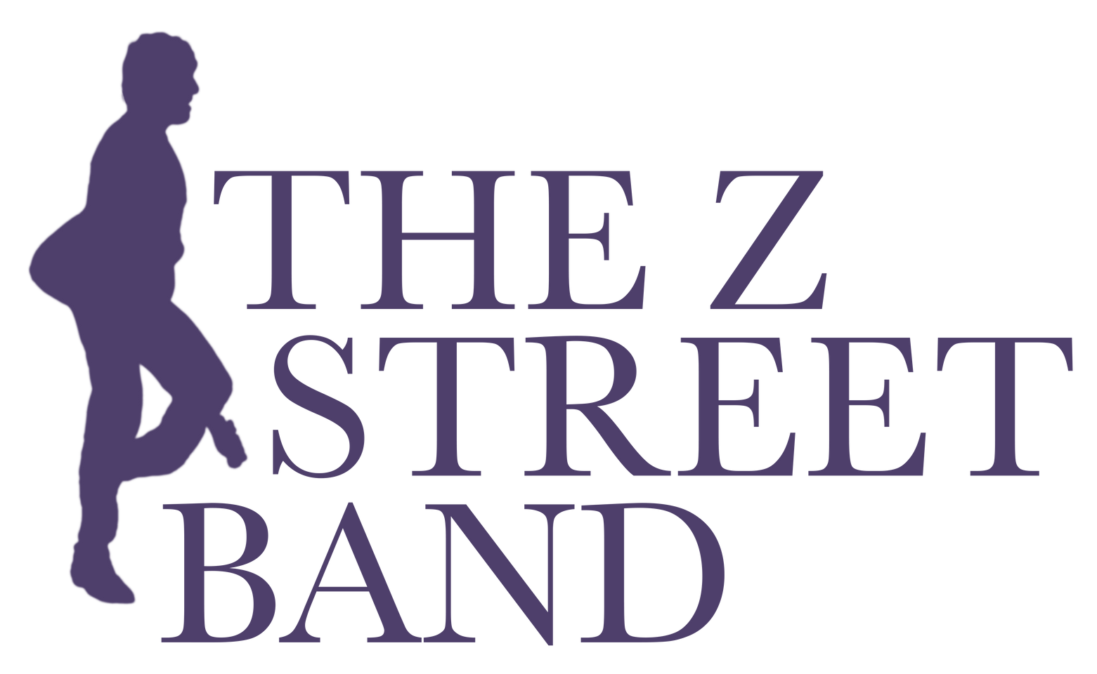 A purple logo for the z street band with a silhouette of a person