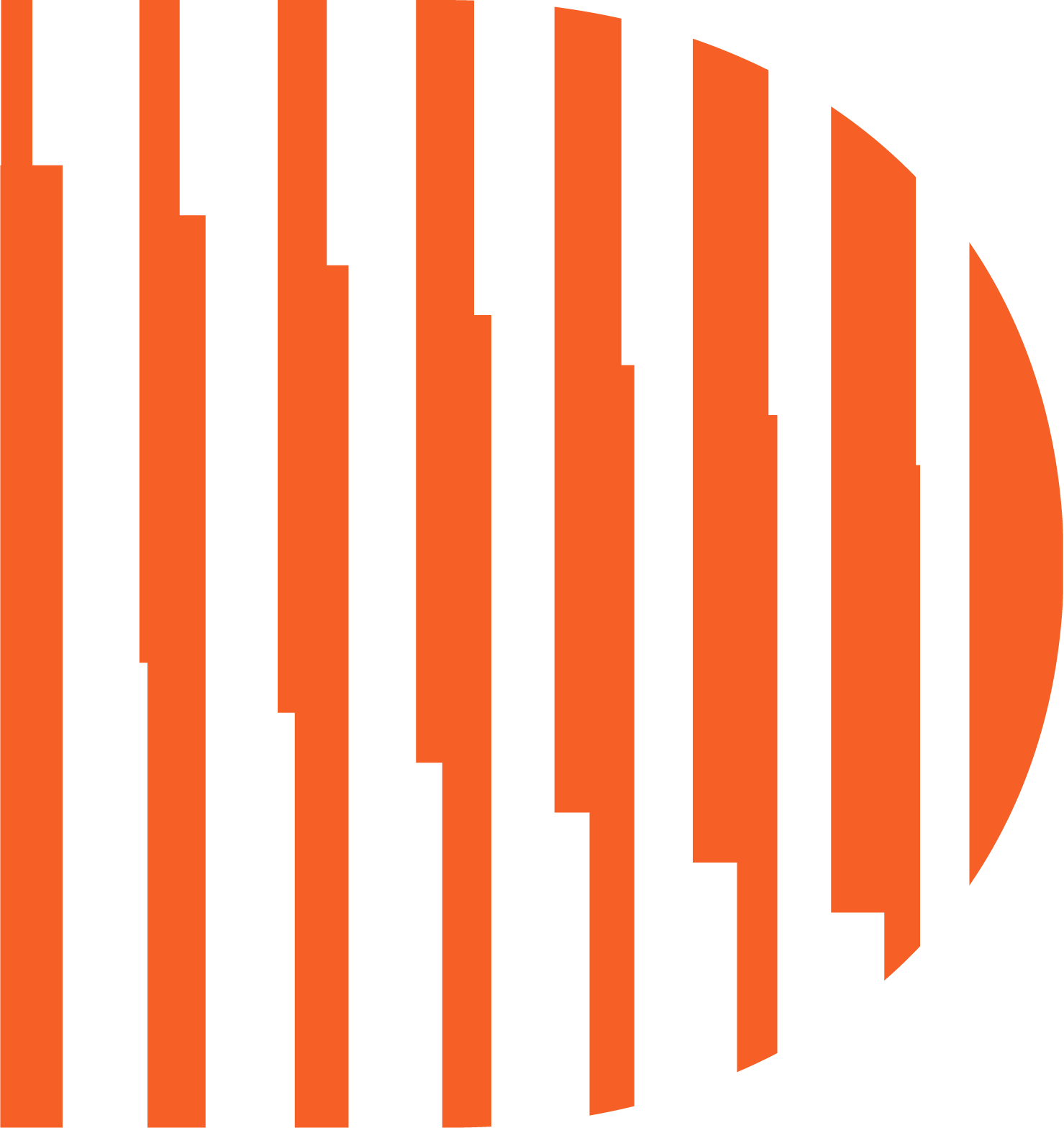 Orange and white striped abstract design, a stylized 