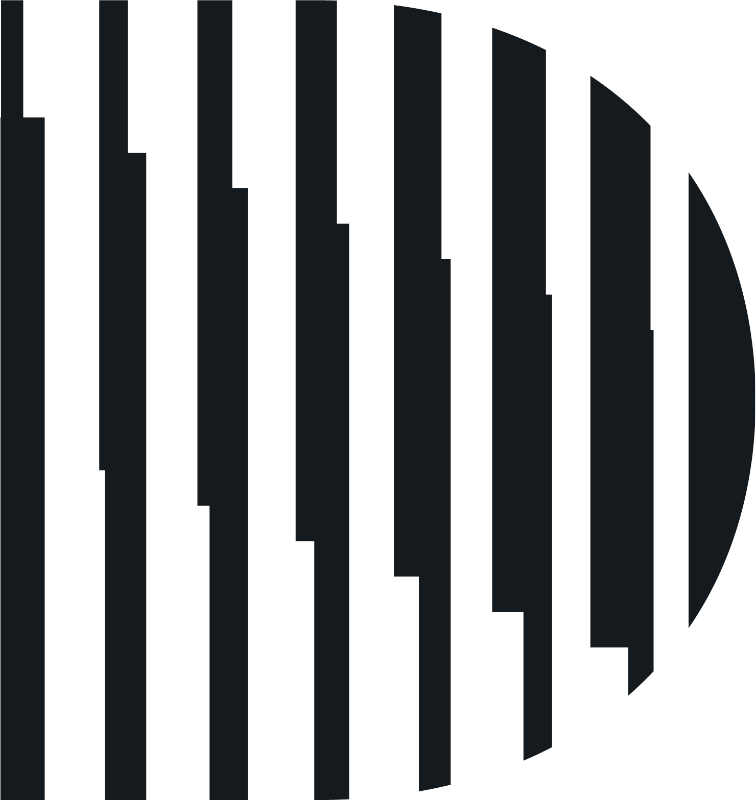 Black and white striped design with a partial circle on the right side.