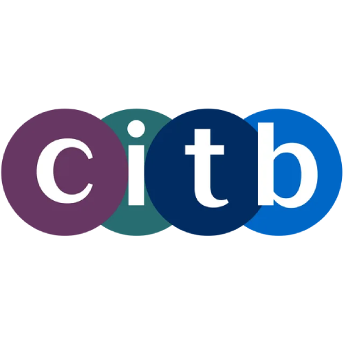 CITB logo: Four overlapping circles, purple, teal, navy, and blue, with white "citb" text.