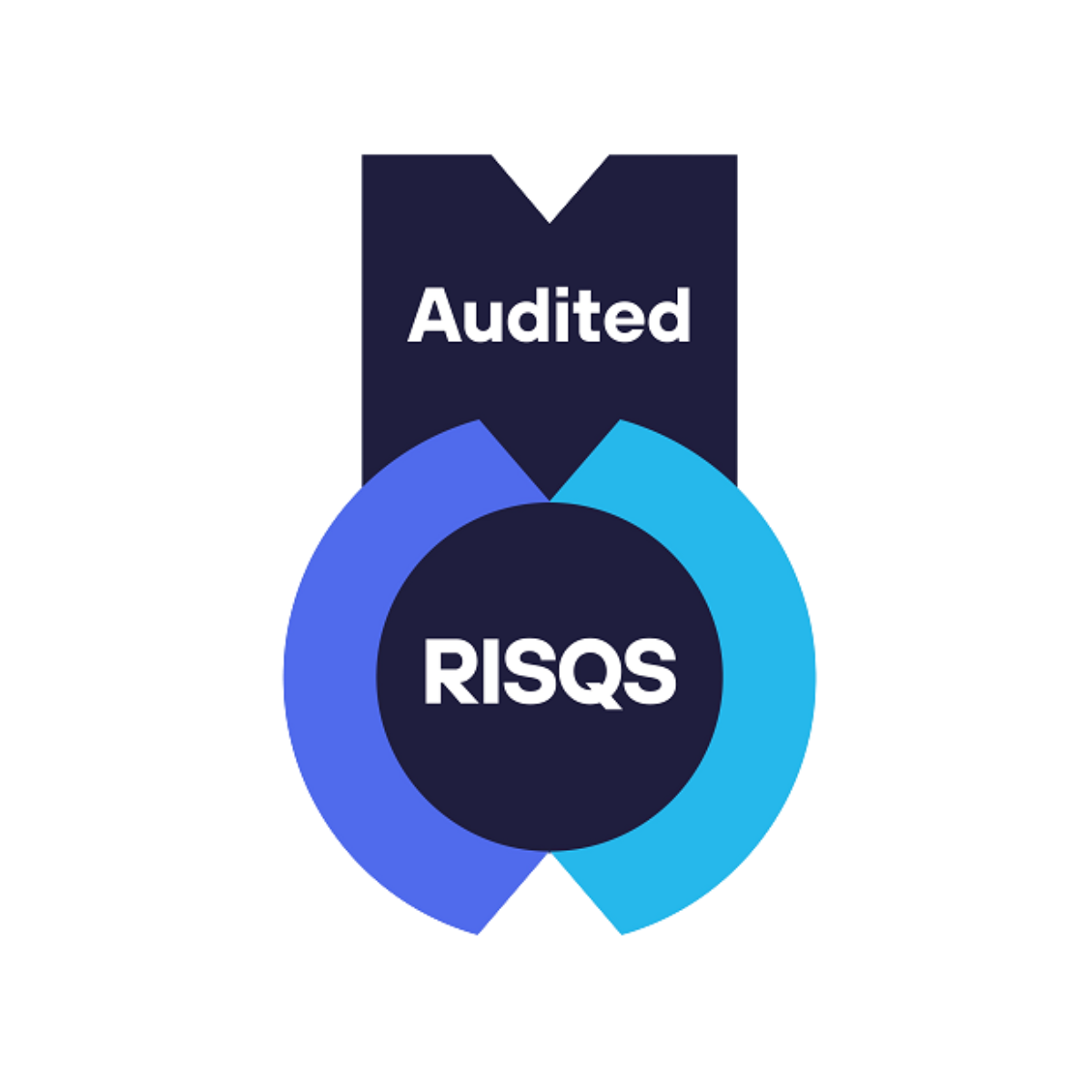 Audited RISQS badge logo in navy, blue, and cyan