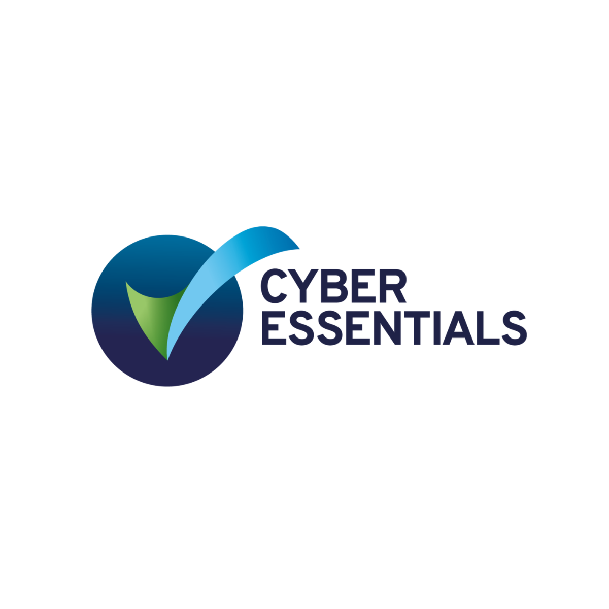 Cyber Essentials logo with blue-green shield icon and text on white background