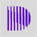 Purple, stylized letter 