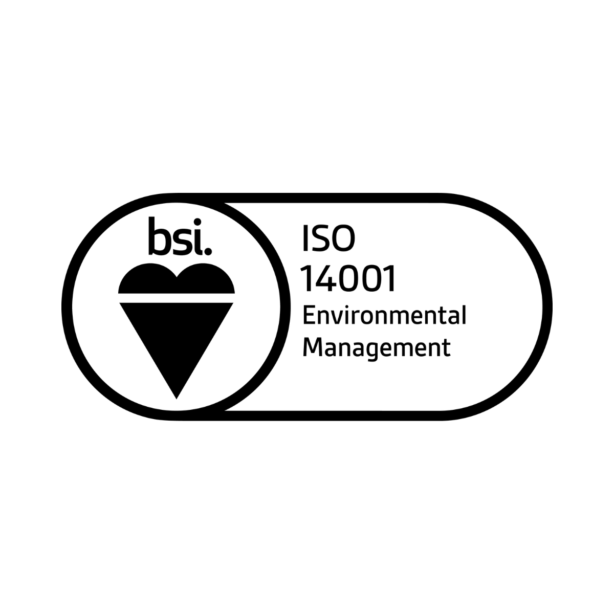 BSI ISO 14001 Environmental Management certification logo in black and white