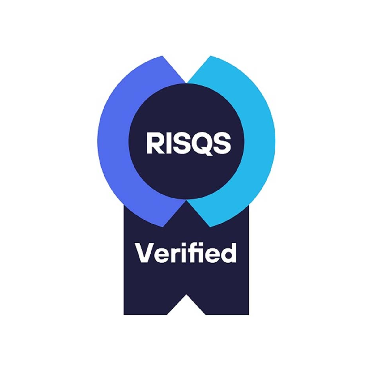 RISQS Verified badge with blue circular ribbon and dark navy label