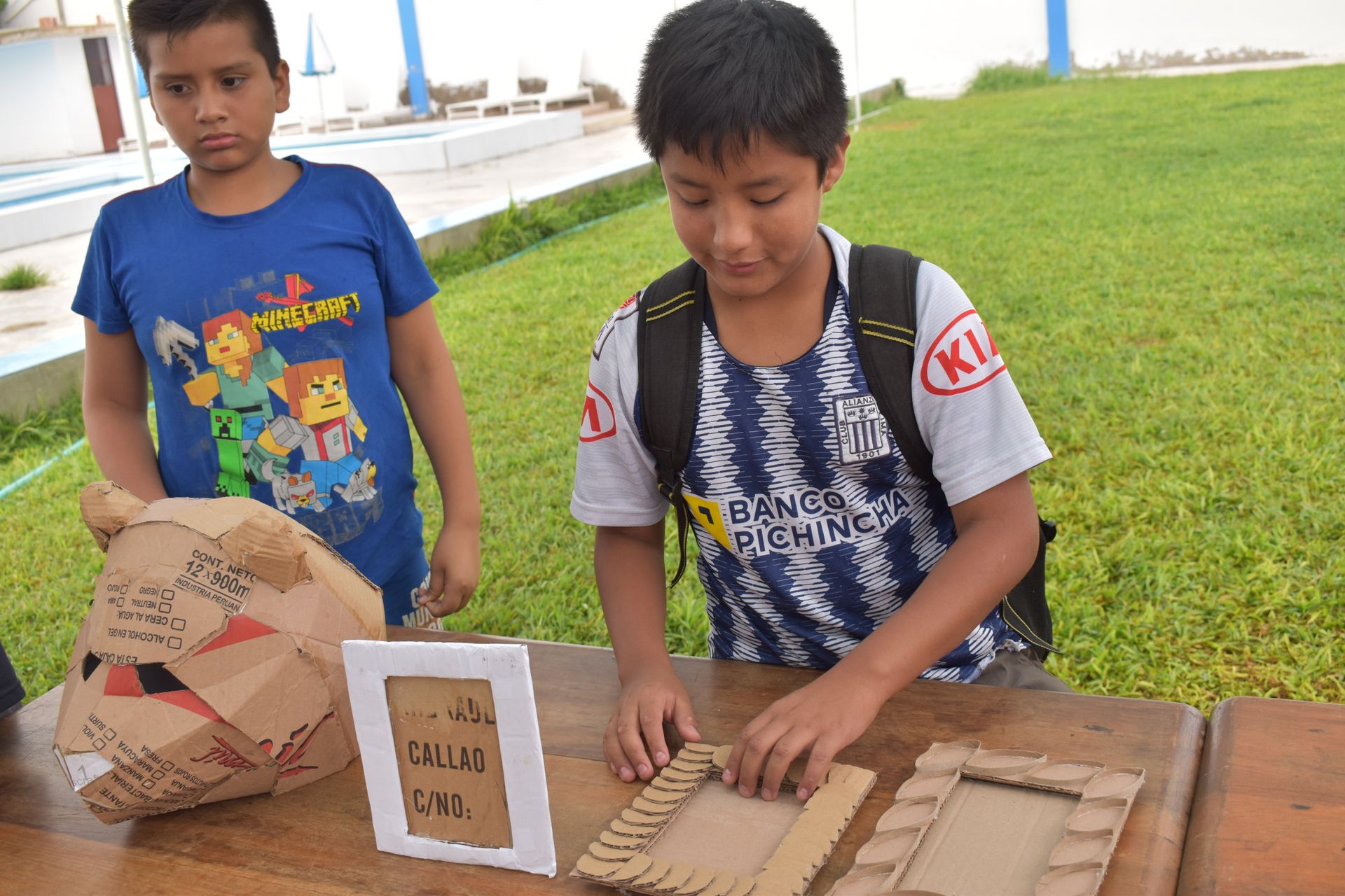 A child making pictures during a swimming lesson