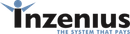 Logo for Inzenius, a financial services company. Black text with a stick figure icon and blue accents. 