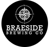Braeside Brewing Co. logo: Black circle with white compass graphic and text.