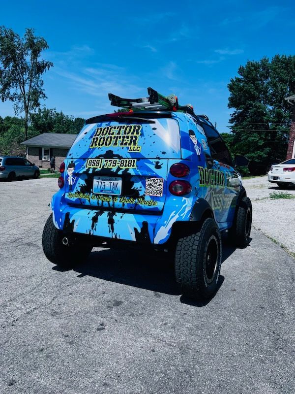 Modified blue Smart car with 
