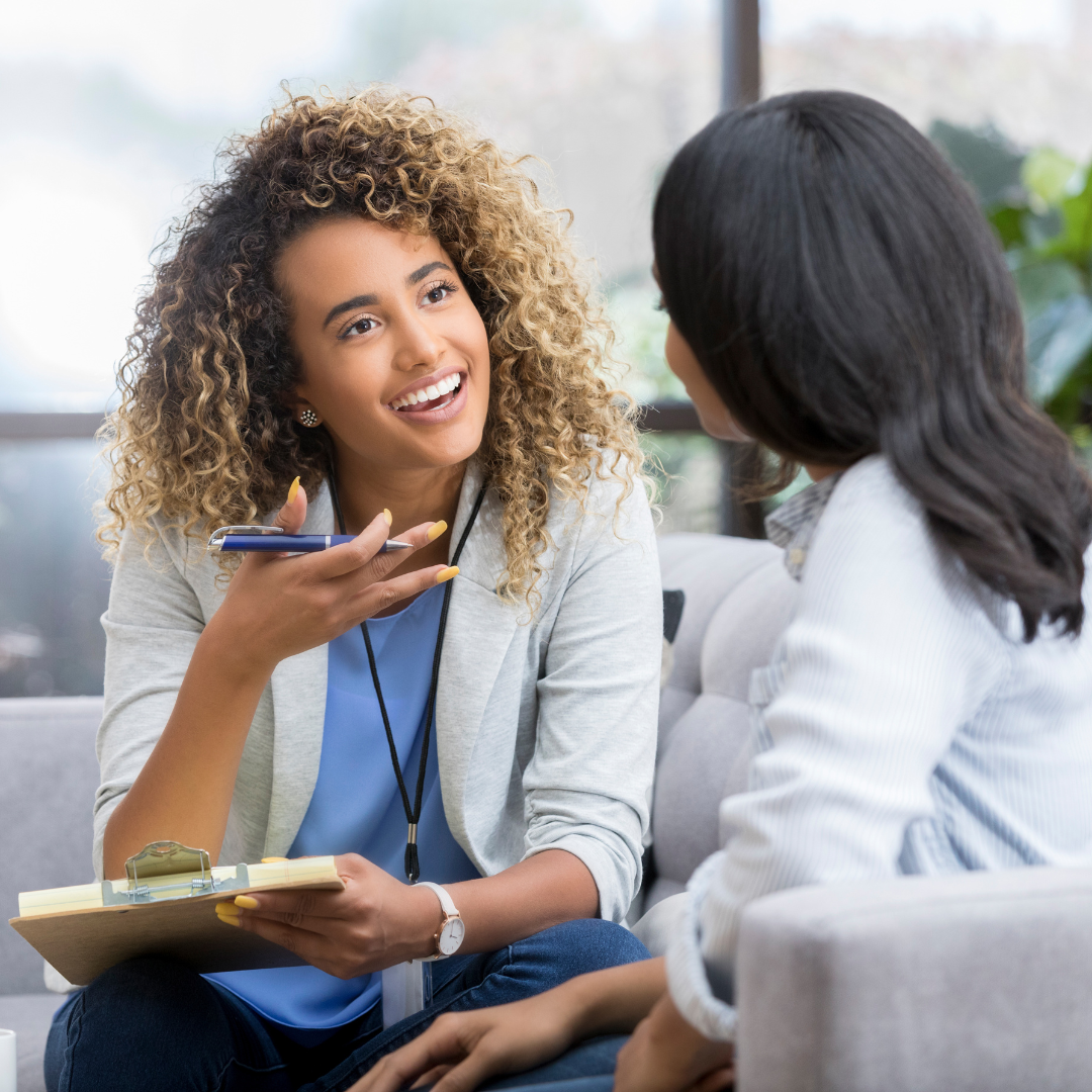 a therapist is talking to her client.