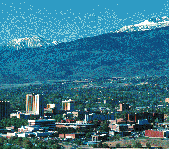 Reno Nevada with mountains in