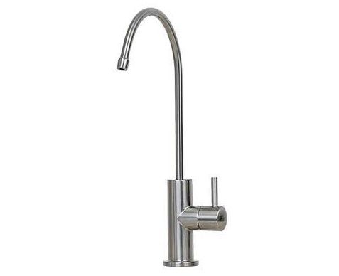 Chrome gooseneck kitchen faucet with side lever handle
