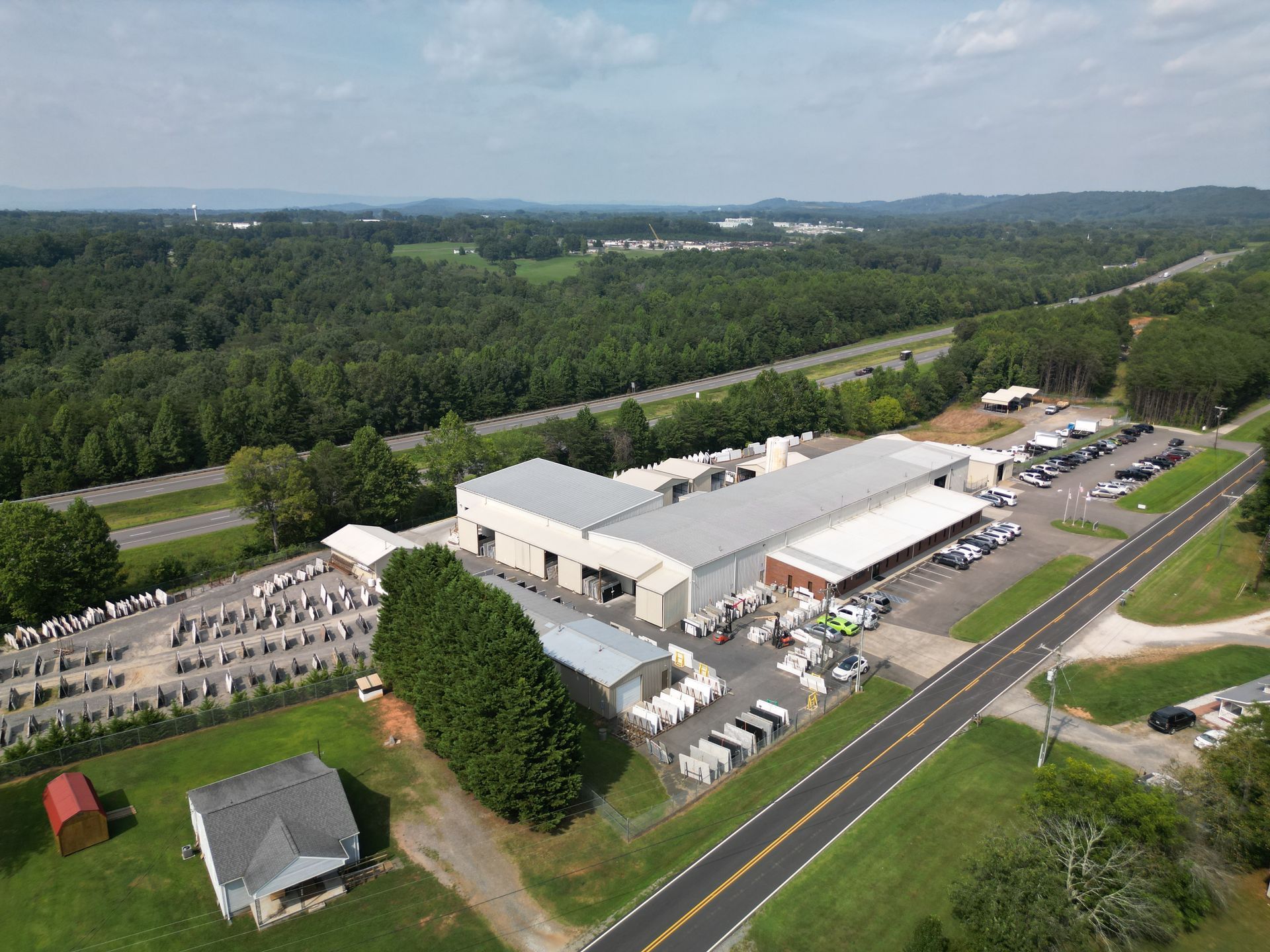 Drone shot of Johnson Granite Mount Airy, NC Location