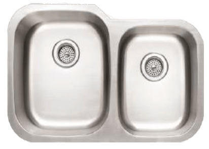 Stainless steel double-basin kitchen sink with two drains