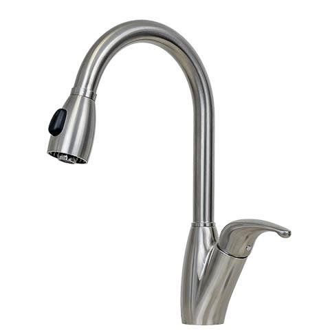 Stainless steel kitchen faucet with pull-down spray head