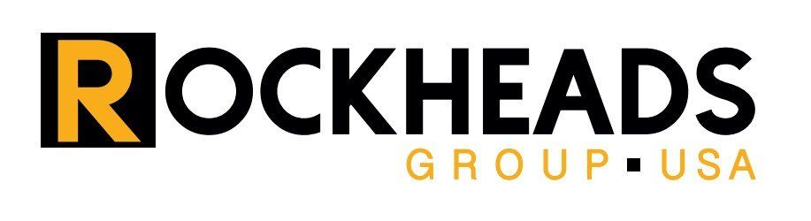 Rockheads Group USA logo with black, orange, and gold text on a white background