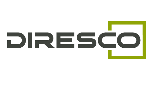DIRESCO logo in dark gray with a green square outline on white background