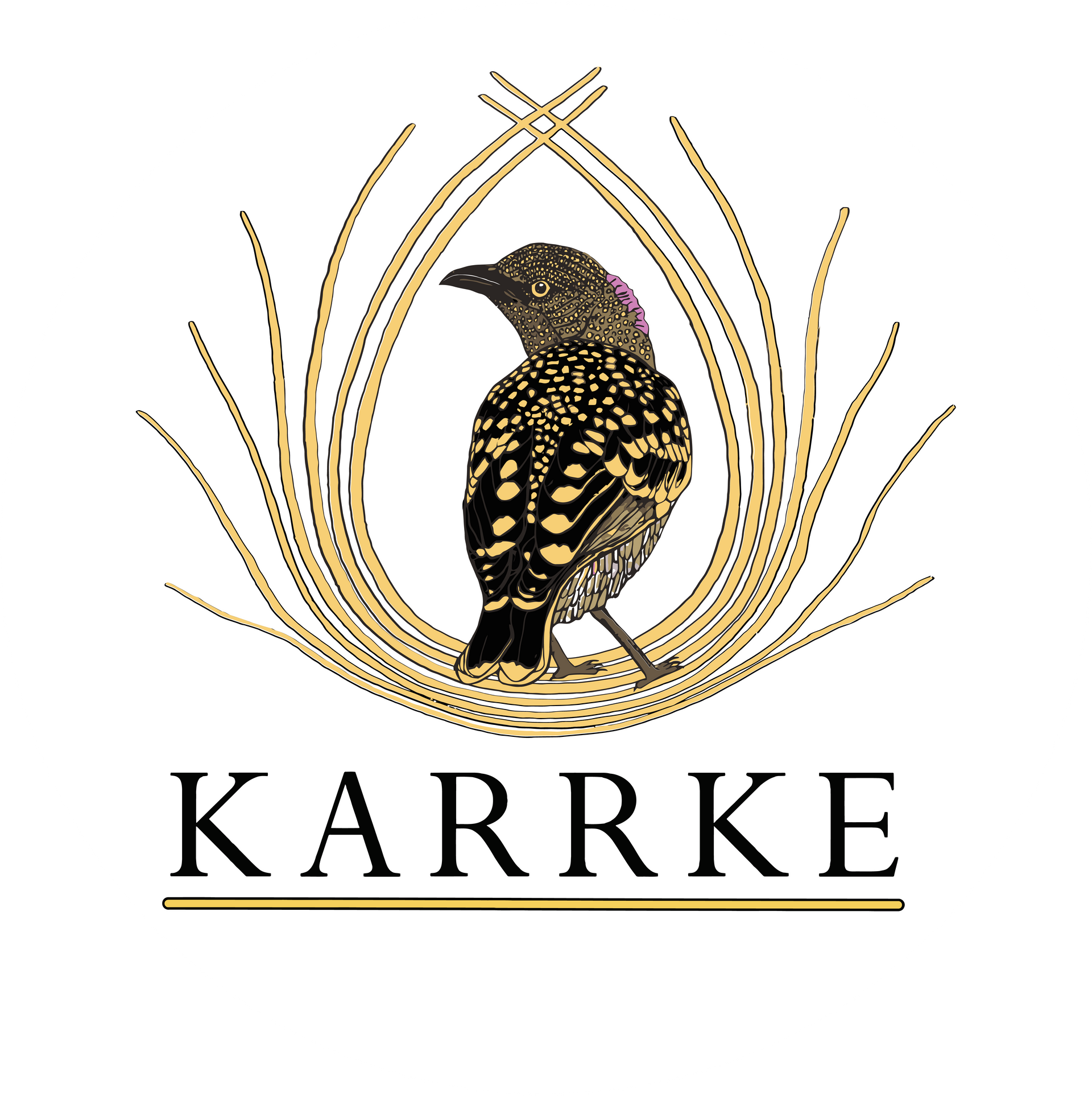 A logo for karrke with a bird in a nest