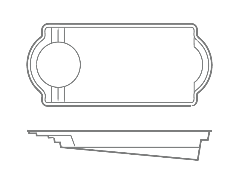 Line drawing of a rectangular label or tag with rounded ends and a circular hole on the left.