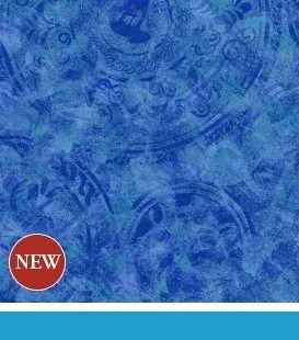 Blue abstract pattern with ornate details and 