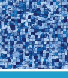 Blue and white tile pattern with rippling water effect.