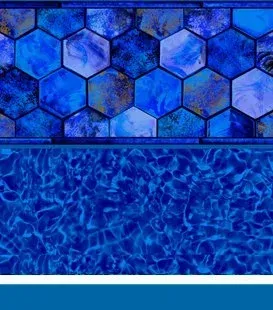 Blue tiled pool with water ripple effect.