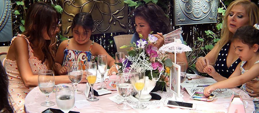 Bridal shower dining table with mothers and daughters at bexx secret garden 