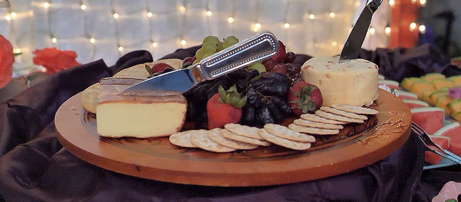 Fruit and cheese platter in bexx secret garden