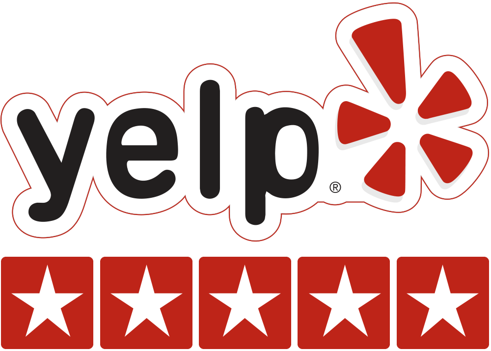 A yelp logo with five stars on it