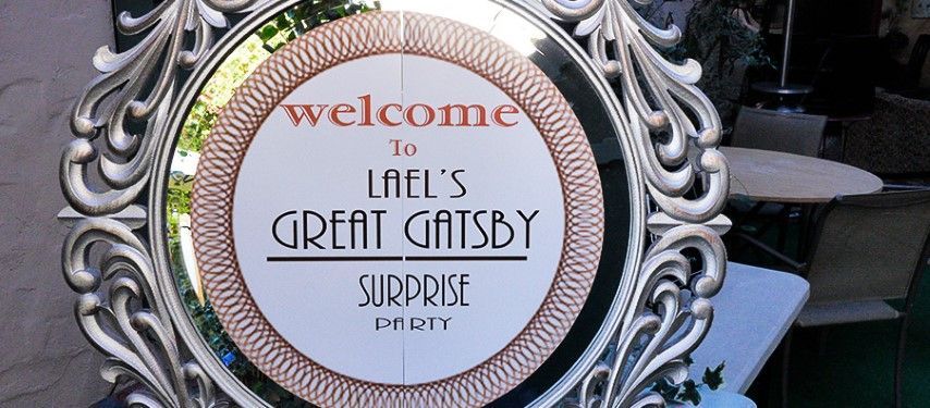 Roaring 20's 16th Unbirthday welcome sign for actress Farah Mackenzie at bexx secret garden 