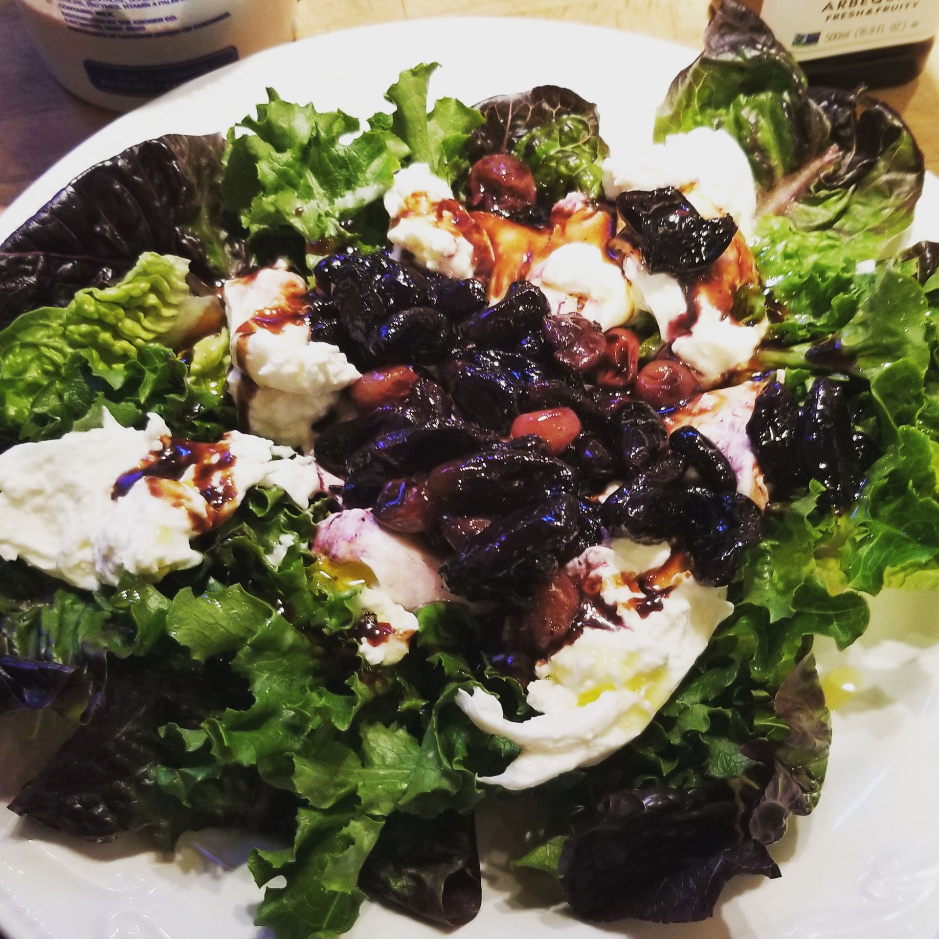 Burrata and roasted grape salad