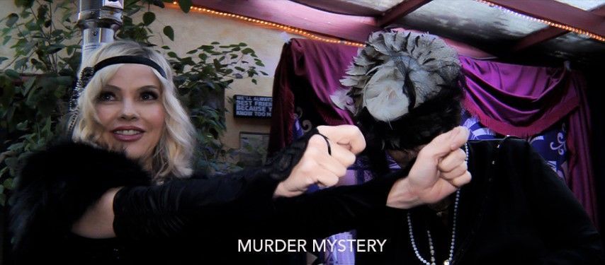Angie Mackenzie at roaring 20's murder mystery party at bexx secret garden 