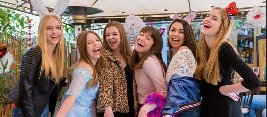 Sweet 16 Alice in Wonderland birthday girl with friends. n bexx secret garden 