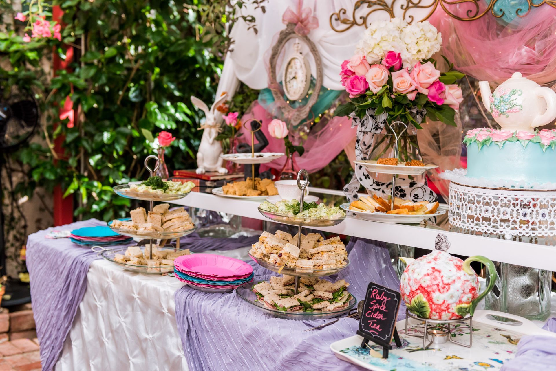 alice in wonderland dessert and tea table