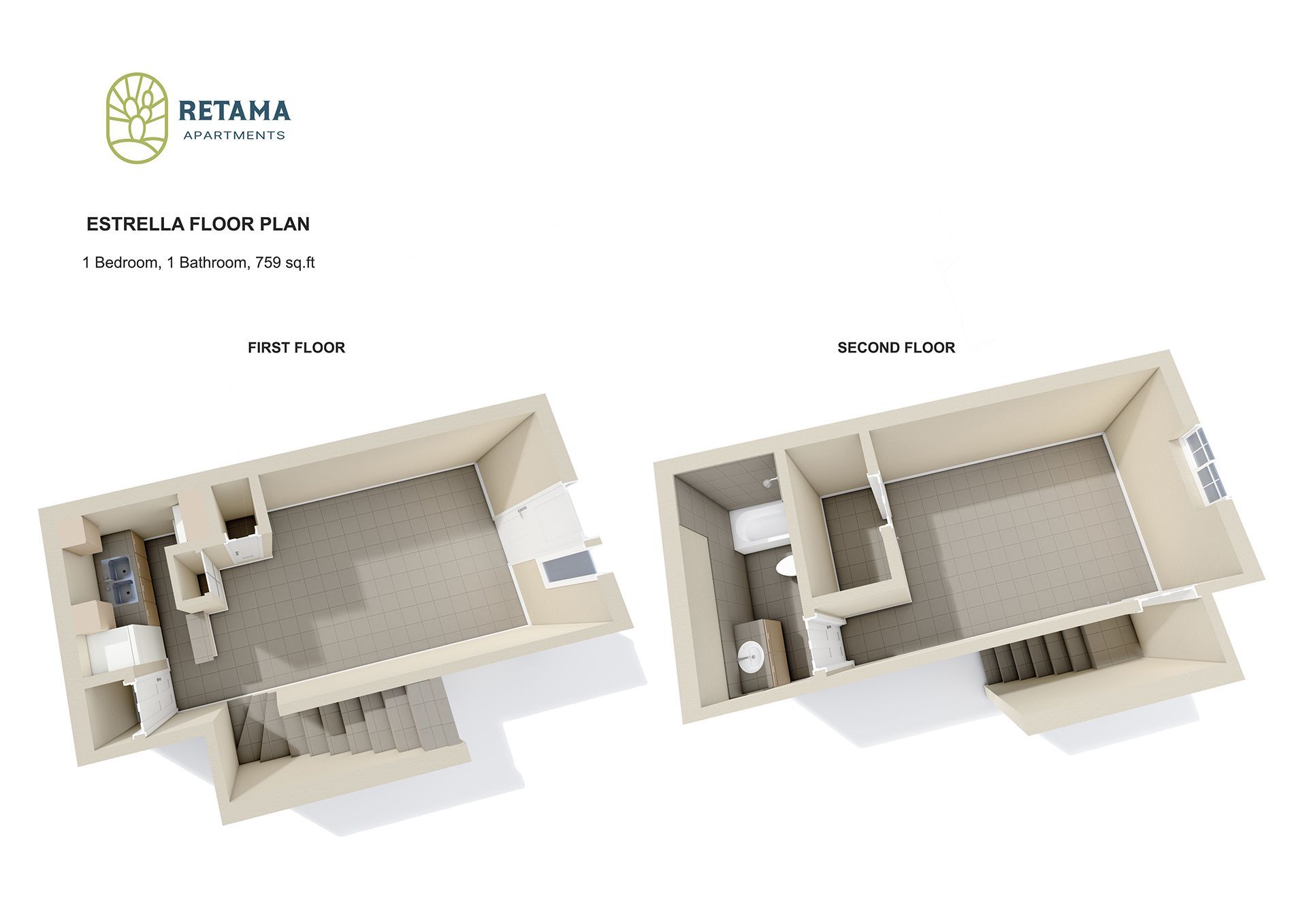 Remata Estrella Floor Plan: 1 Bed · 1 Bath · 759 Sq. FT