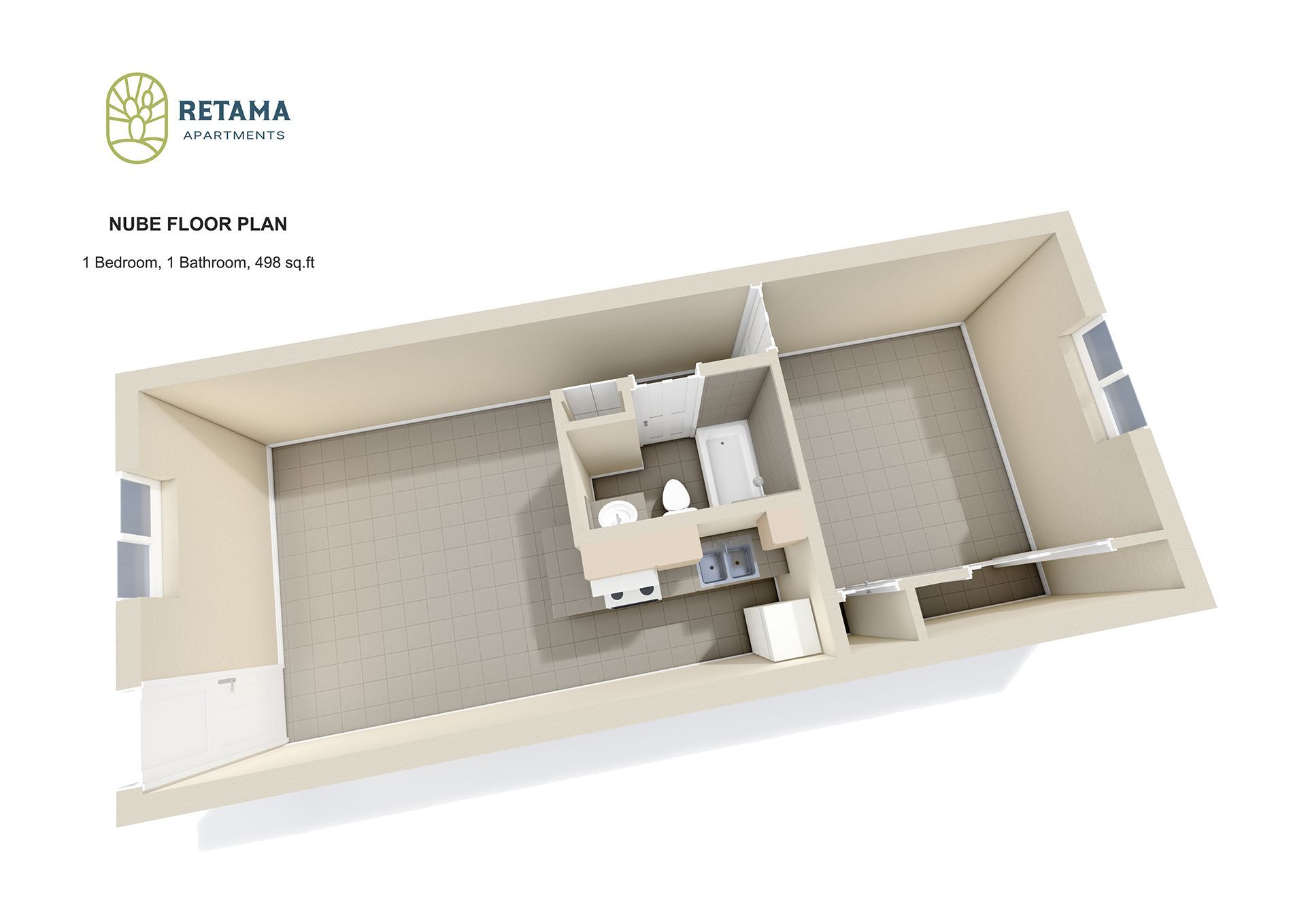 Remata NubeFloor Plan: 1 Bed · 1 Bath · 498 Sq. FT