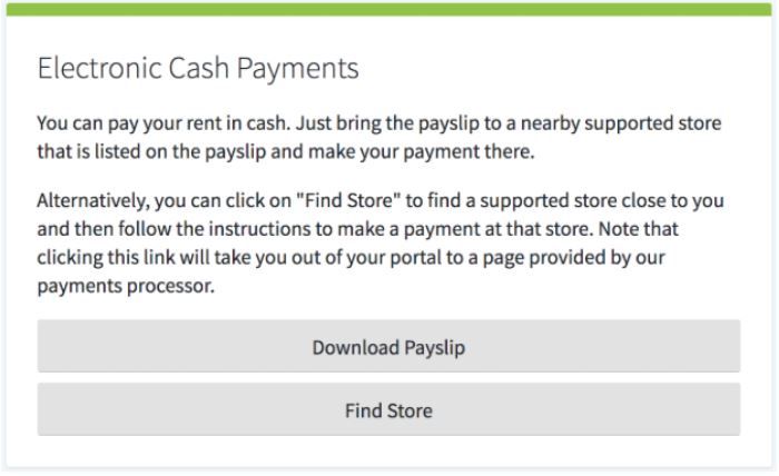 Electronic Cash Payments notice with instructions and gray 