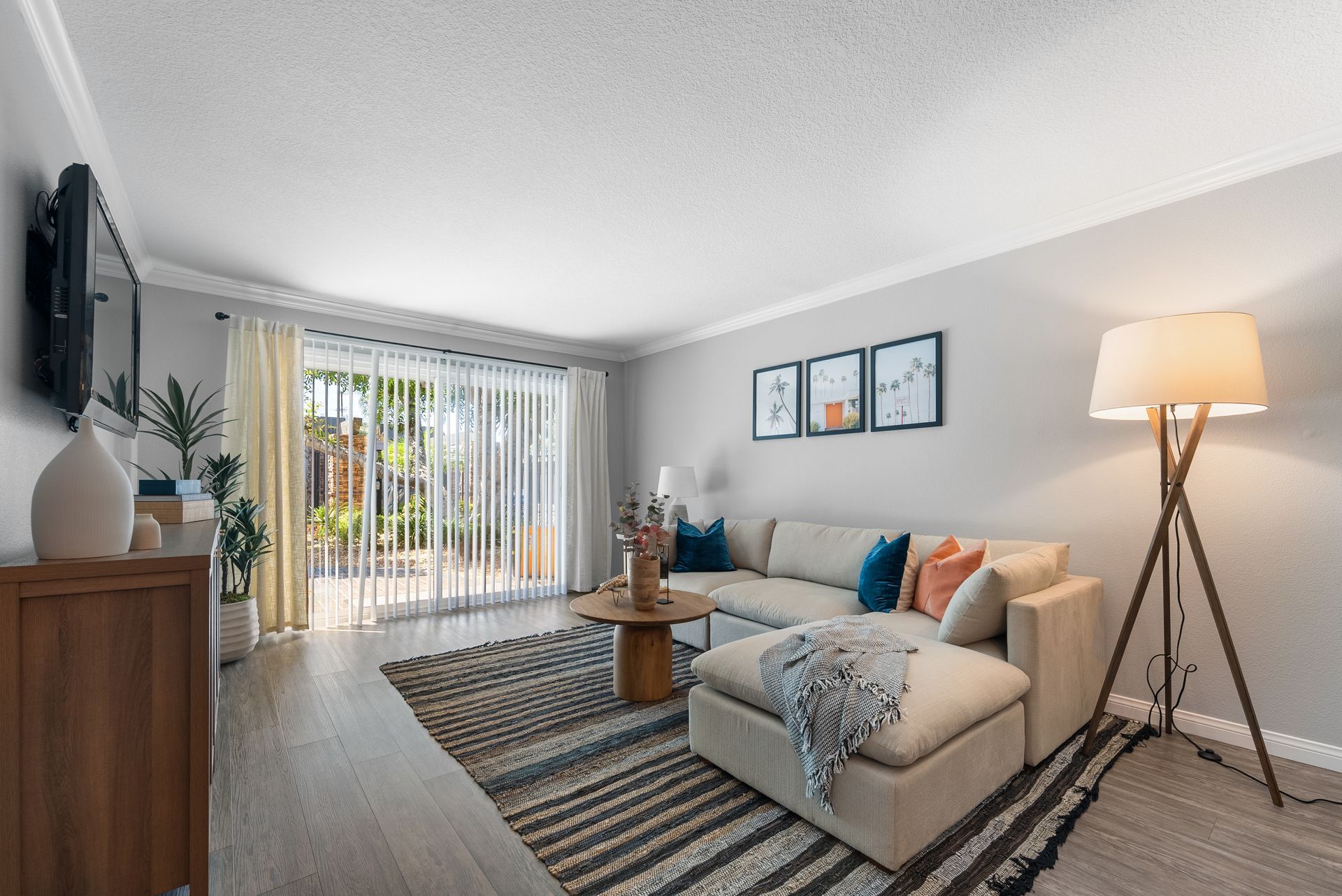 Apartment living room and patio door