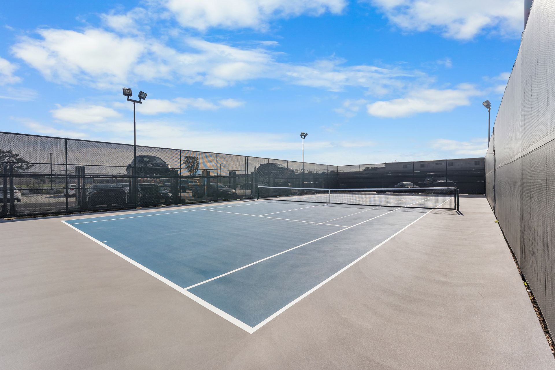 Exterior pickleball court