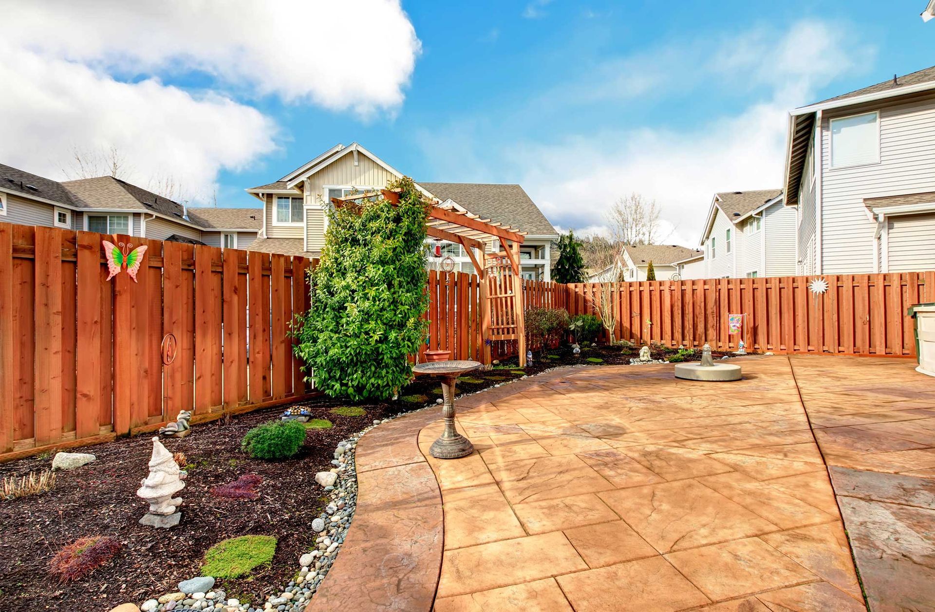 Newly installed wooden fence