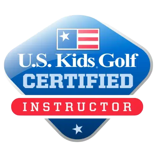 A blue badge that says u.s. kids golf certified instructor